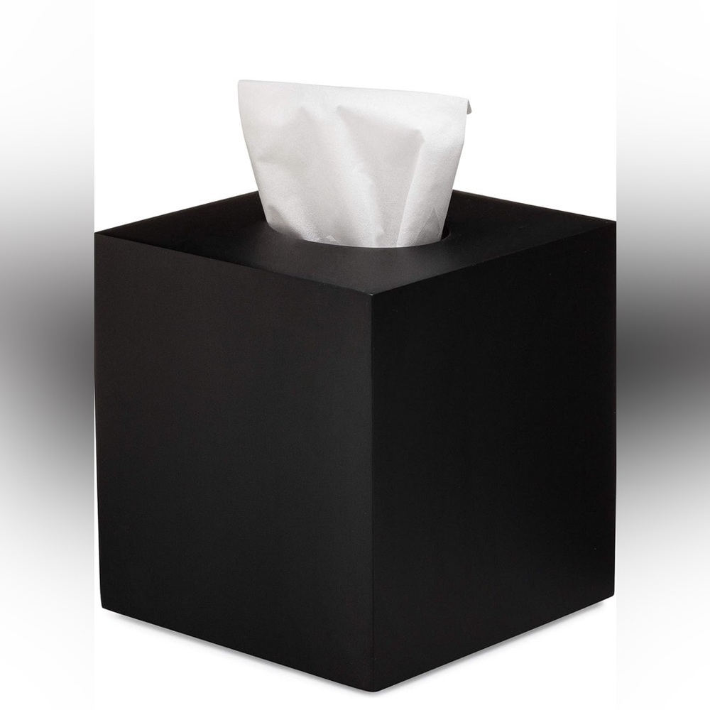 Modern contemporary black tissue box holder New in the box